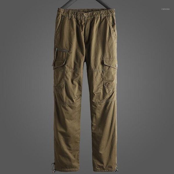 

men's pants overalls autumn winter styles add plush thickened casual, Black