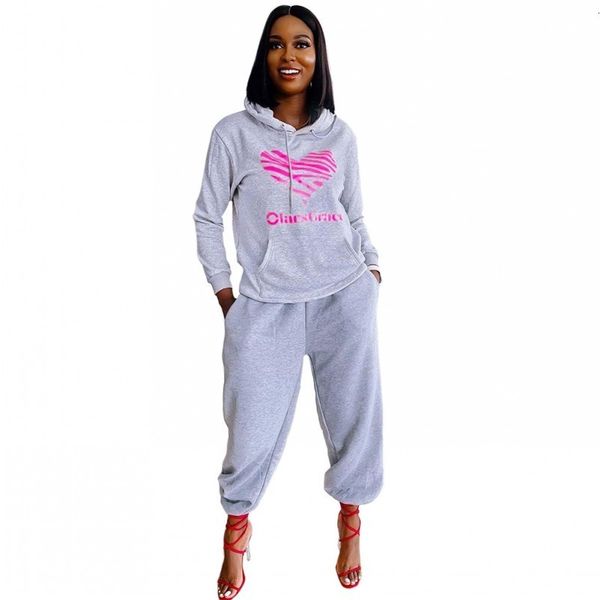 

training casual women's pocket loose jogging outfits lent brain new print street style lounge second set suitcake, Gray