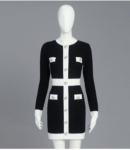 

temperament black fashion dress feminine new knitting british pungent fragrance a tight skirt 5hml, Black;gray