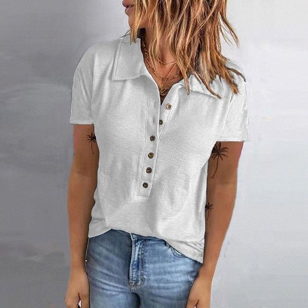 

women's henley shirt t shirt plain button shirt collar basic blue white black v4uy#