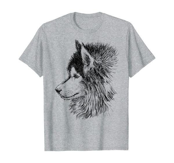 

siberian husky dog hand drawn for dog lovers t-shirt, White;black