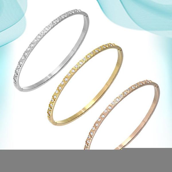 

bangle women's titanium steel bracelets zircon temperament european and american style triangle bangles czech diamond jewelry, Black