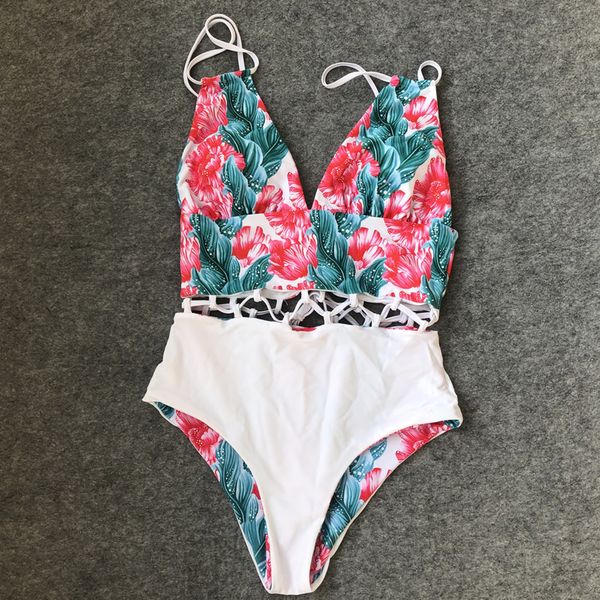 

2020 new one piece swimsuit women hollow out swimwear print bodysuit push up monokini bathing suit beachwear swimming suit, Black