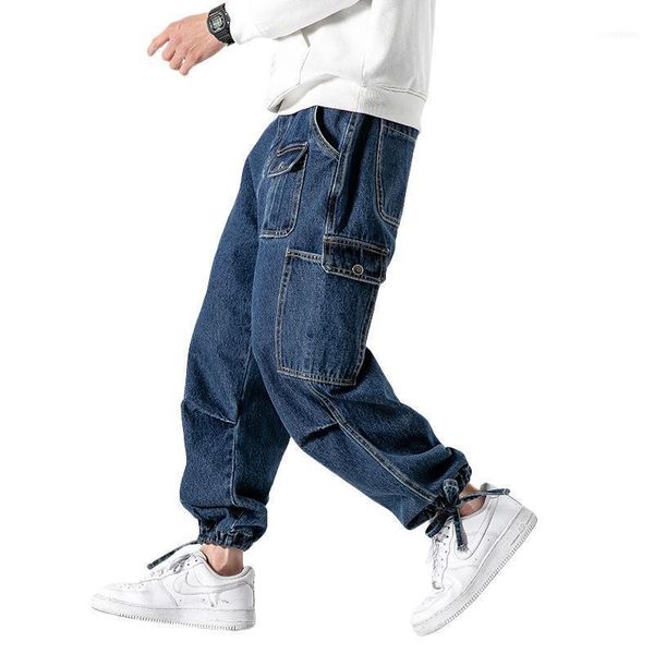 

hip hp men's jeans vintage man baggy denim pants 2021 streetwear men blue jean trousers plus size1
