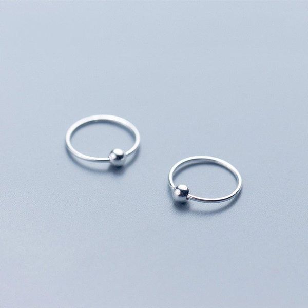 

hoop & huggie 100% 925 sterling silver anti-allergy fours sizes fashion simple classic round earrings tiny bead circle earring gril woman, Golden;silver