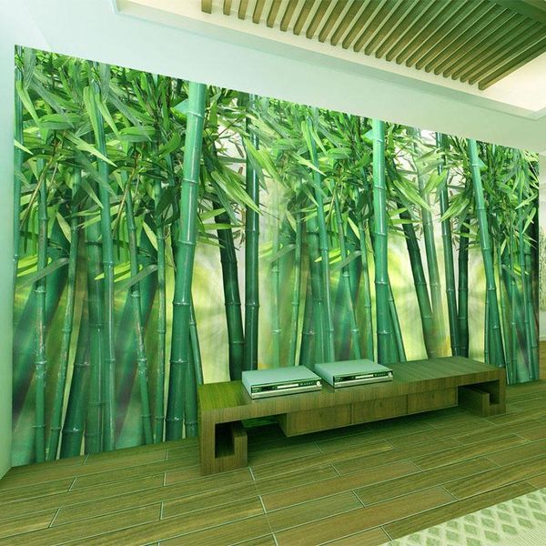 

custom murals wallpaper 3d green bamboo forest p wall cloth living room tv sofa background wall painting papel de parede 3 d