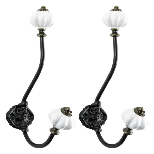 

hooks & rails single wall-mounted coat hook with colorful pumpkin ceramic knobs for home decoration, bathroom towel 2pcs