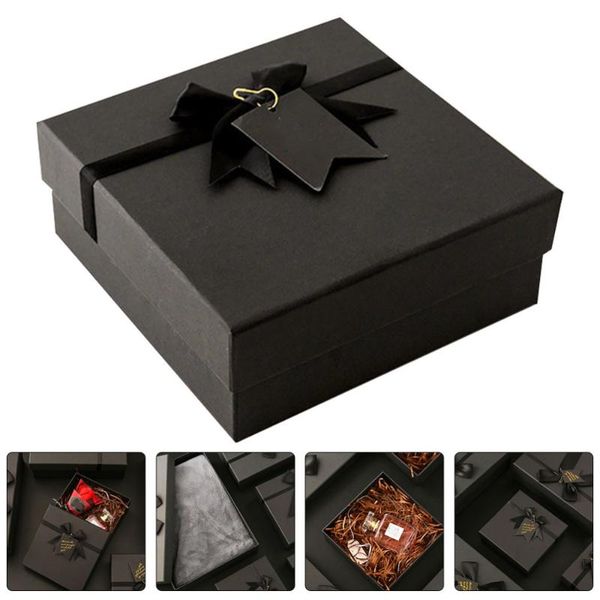 

1pc black storage box gift perfume packing box party favor with ribbon