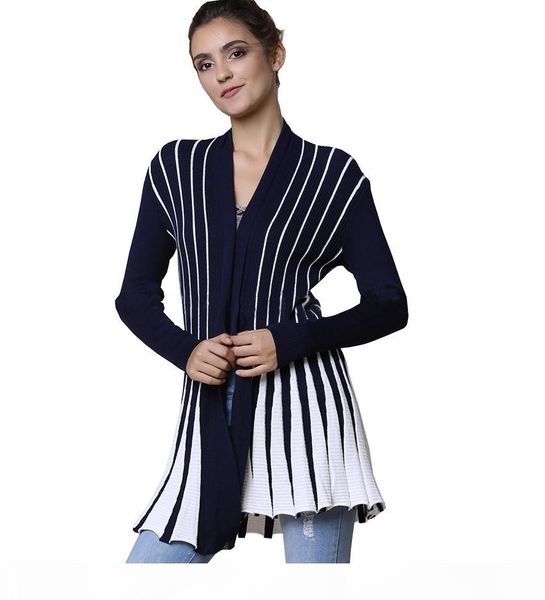 

large size women's summer knitted cardigan sweater shawl large size women striped knit cardigan sweaters coat female summer, White;black