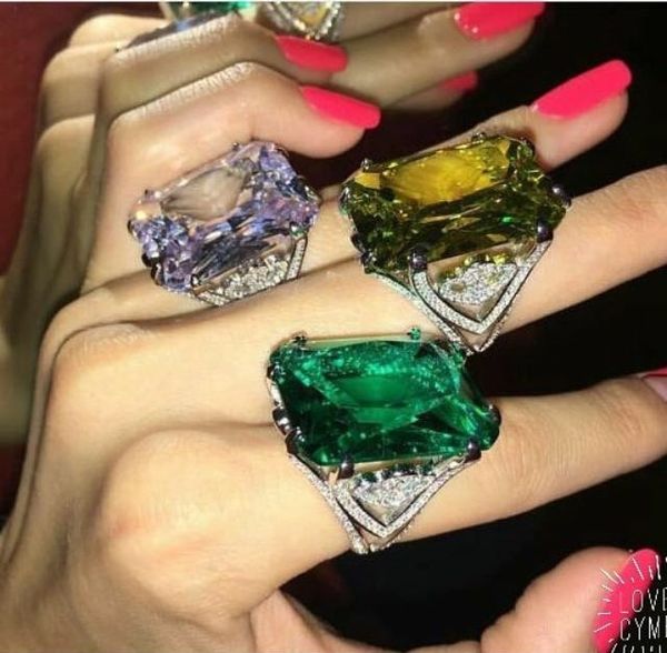 

luxury size 6/7/8 jewelry white z cz princess cut simulated diamond 22kt white gold filled wedding engagement ring gift, Silver