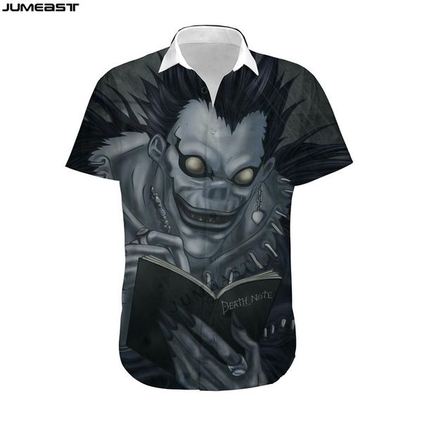 

men's casual shirts jumeast men women 3d t-shirt oversized female cartoon anime death note streetwear summer short sleeve t shirt hawai, White;black