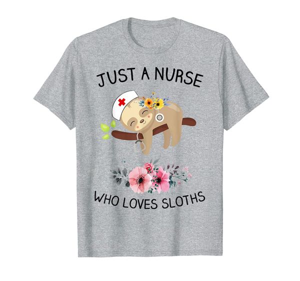 

just a nurse who loves sloths shirt gift, White;black