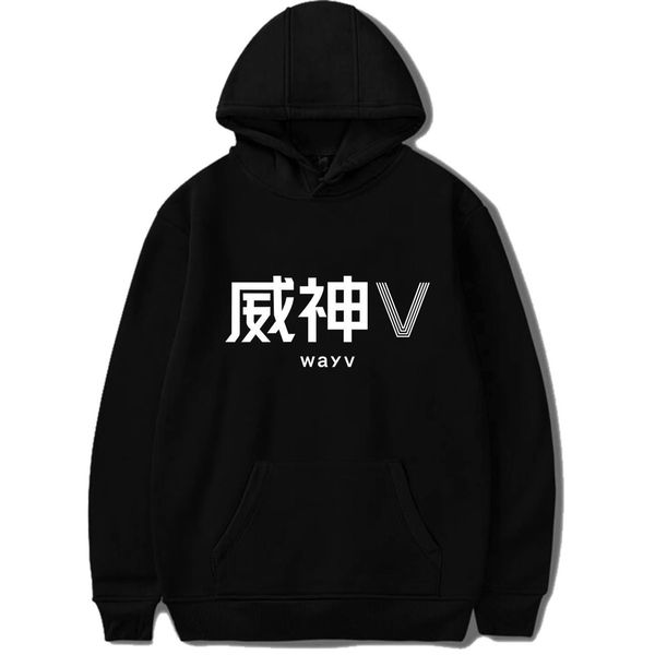 

kpop wayv support hoodies thick casual hooded sweatshirts k-pop nct wayv plus size pullovers fans collection gifts drop shipping, Black