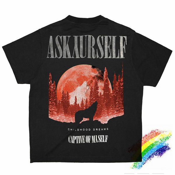 

2021 new 1:1 alta qualidade lavados t camisa impresso de lobo oversized askyurself um5n, White;black