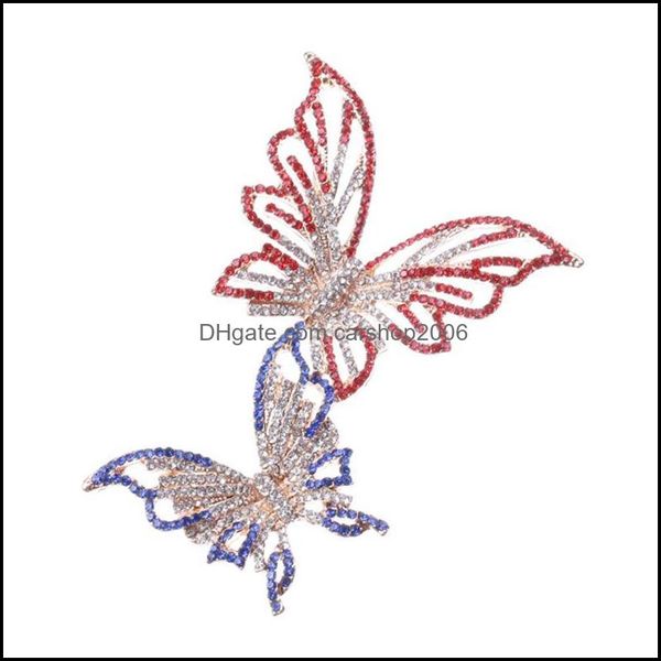 Pinos, broches j￳ias cindy xiang criativo duplo borboleta para mulheres inseto shinestone pins broche 4 cores AESSORIAS Alta qualidade