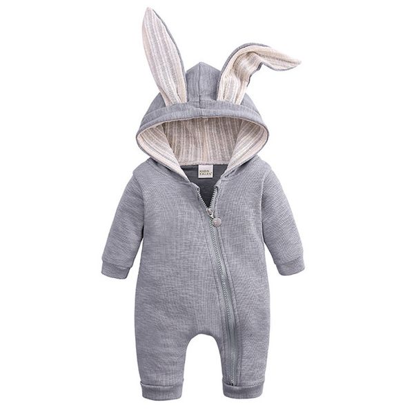 

toddler baby rompers newborn infant rabbit ears bunny hat jumpsuit romper spring breathable knitted zipper one piece pants clothing hh23enav, Blue
