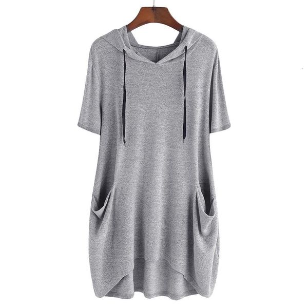 

women hoodies blouse solid shirt plus size lady fashion women casual solid cat ear hooded short sleeves pocket shirts, White