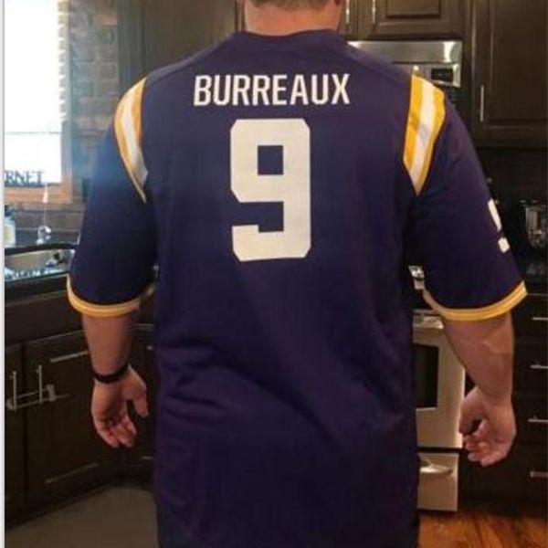 

goodjob men youth women lsu tigers joe burreaux #9 football jersey size s-5xl or custom any name or number jersey, Black