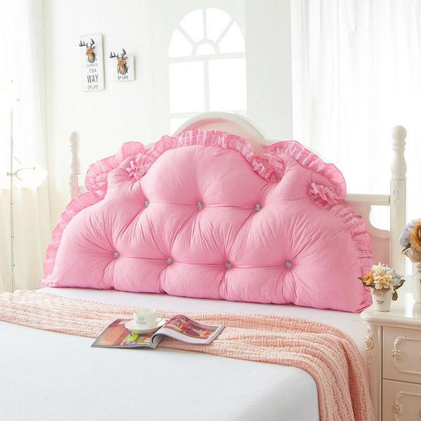 

cushion/decorative pillow solid color princess backrest removable waist support seat cushion for sofa lace edge bedside living room