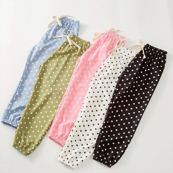 

childrens anti mosquito soft pants bloomers thin polka dot baby girls and summer 3 10years, Blue