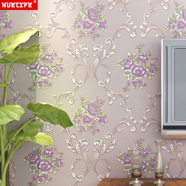 

wallpapers embossed garden flower pattern european self-adhesive non-woven wallpaper bedroom dormitory tv background wall paper living room