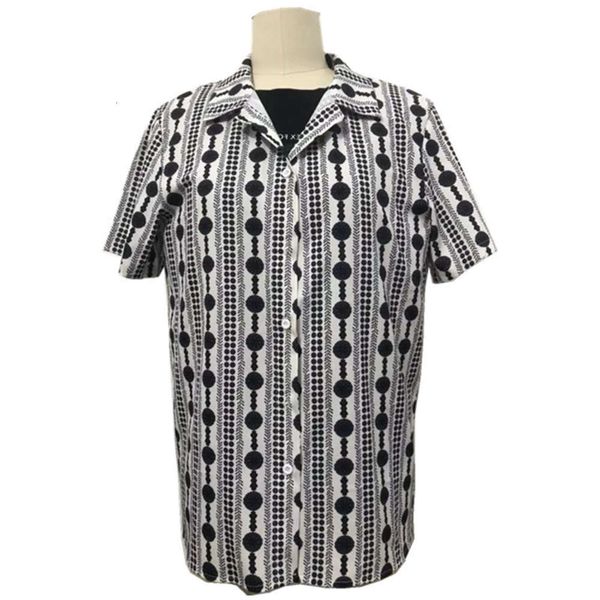 

shirtsprinted lapel short sleeve men's casual shirt, White;black