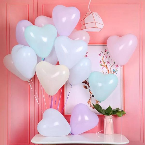 

party decoration 10pcs 10inch macaron love heart balloons latex helium balloon wedding romantic supplies valentine's day globos