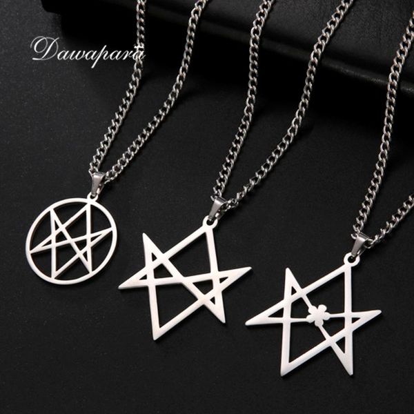 

pendant necklaces dawapara thelema unicursal hexagram religious stainless steel necklace sacred geometry spiritual jewelry talisman, Silver