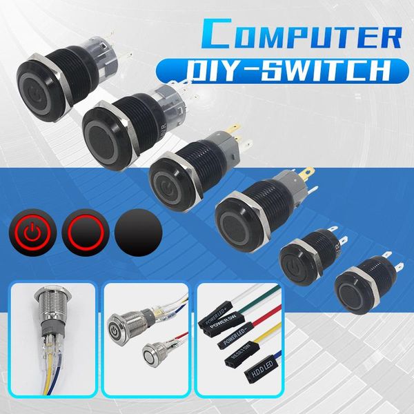 

smart home control computer modified boot button restart metal push switch 3-6v diy pc lamp light power 12/16/19/22mm