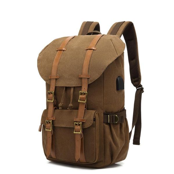 

backpack canvas outdoor multi-functional usb for men's large capacity travel