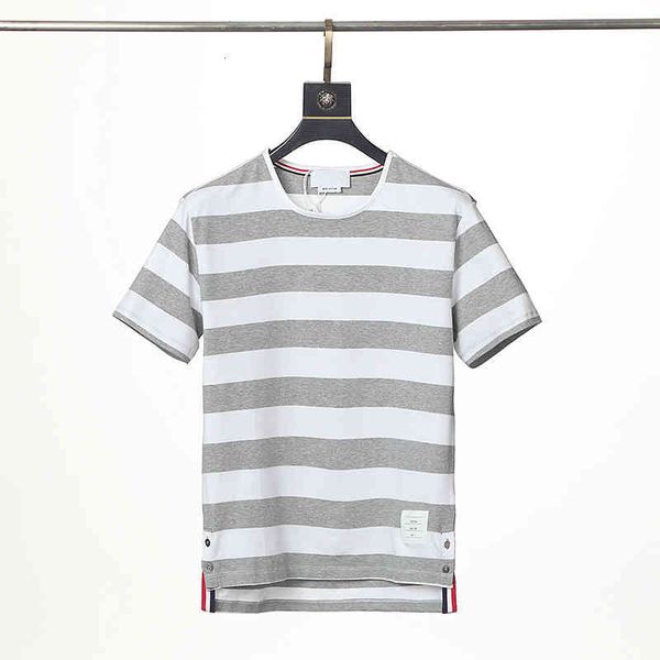 

t-shirts men's summer men's fashion striped short-sleeved t-shirt yarn-dyed cotton round neck pullover men and women the same styl, White;black
