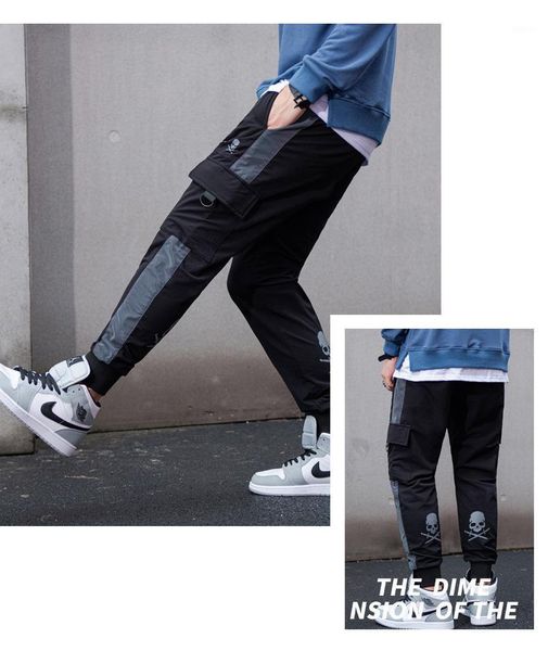 

men's pants high street sports autumn and winter tide brand leggings splicing casual, Black