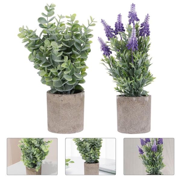 

2pcs mini simulation potted plant ornament fake potted bonsai decoration
