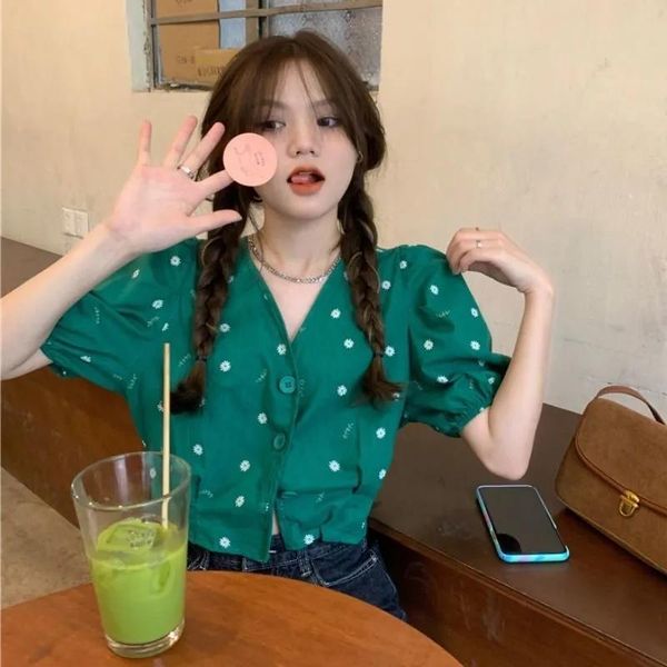 

women's t-shirt floral print summer t shirt 2021 femme vintage kawaii clothes cute korean style sweet, White