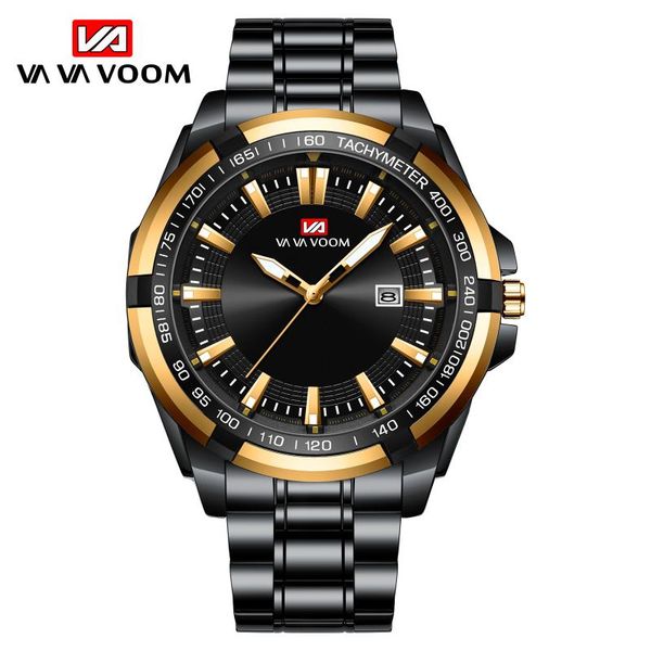 

wristwatches vava voom brand watch men stainless steel business date clock waterproof luminous watches mens luxury sport quartz, Slivery;brown
