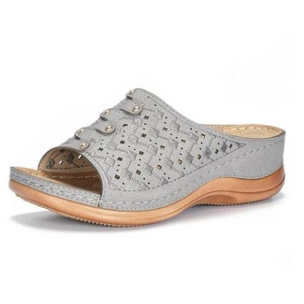 

slippers 2021 summer ladies fashion casual women rhinestone wedge carved sandals plus size mother and, Black
