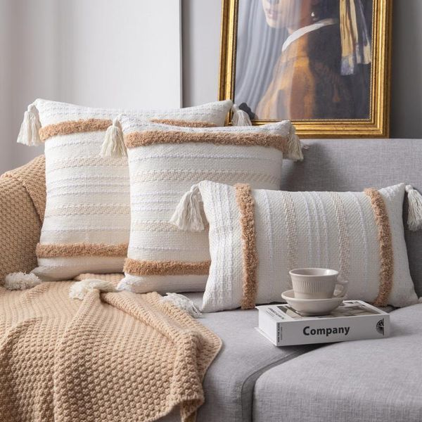 

cushion/decorative pillow 1pcs tufts cotton yarn tassels cover 30*50 moroccan style cushion case home decoration for living room sofa decor