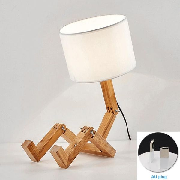 

folding reading light learning living room led table lamp wooden base nordic modern working robot shaped study desk for bedroom