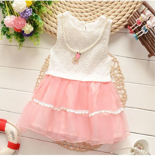 

girl's dresses baby girls dress sleeveless flower lace ruffles wave princess tutu toddler kids clothes for summer vestidos, Red;yellow