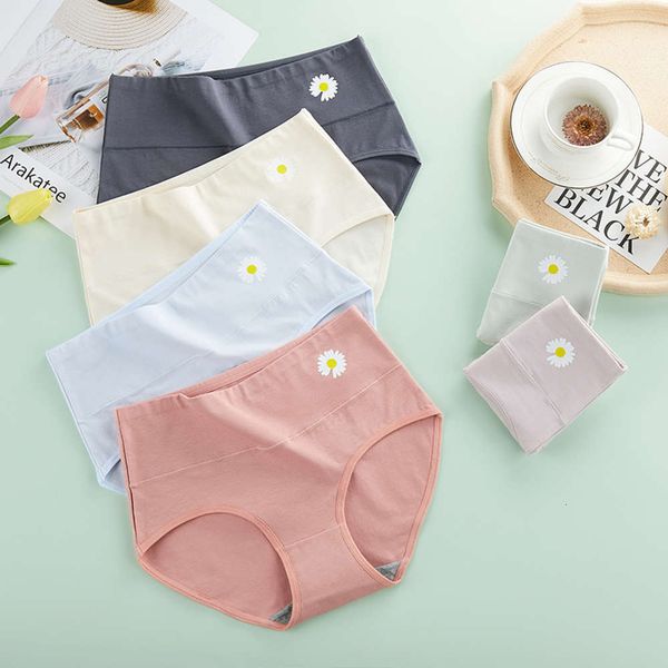 

little daisy printed women's underwear cotton crotch middle waist breathable girls' briefs summer, Black;pink