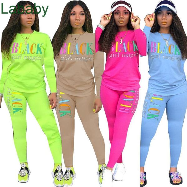 

womens tracksuit designer two piece set long sleeves letter print o-neck and leggings skinny pullover women clothing 2021, Gray