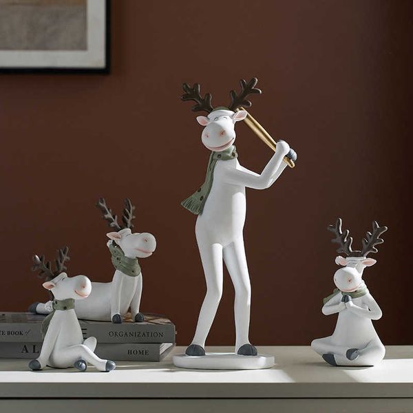 Nordic Moderne Schöne Wind Yoga Deer Modell Kreative Elch Harz Statue Handwerk Wohnzimmer Desktop Dekoration Ornament