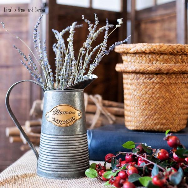 

vases galvanized vintage decorative metal watering can flower display