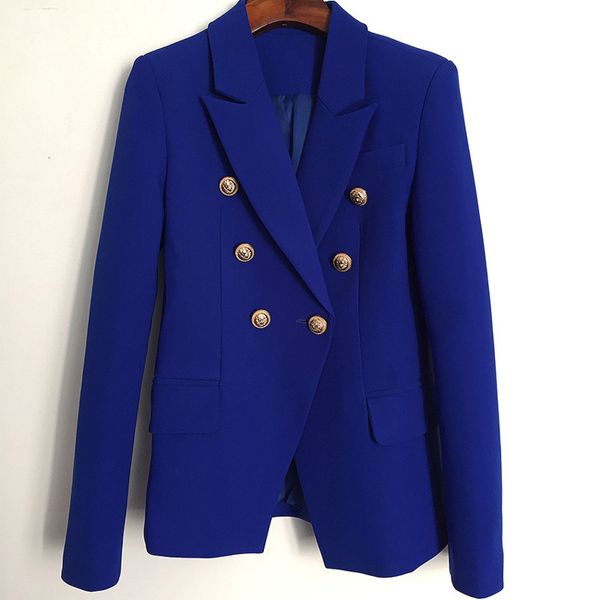 

2021 Royal Blue Autumn Double Breasted Pinch Button Thin Female 5h74, White;black