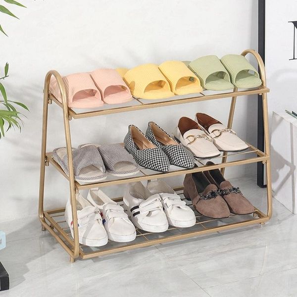

clothing & wardrobe storage household indoor shoe rack nordic style small cabinet metal gold multi-functional creative entry