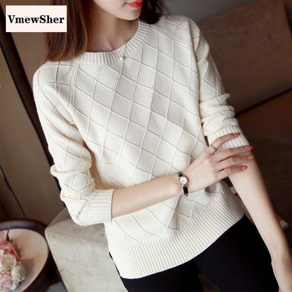 

women's sweaters vmewsher 7 color knitted women sweater spring autumn o-neck long sleeve pullover female solid jumper, White;black