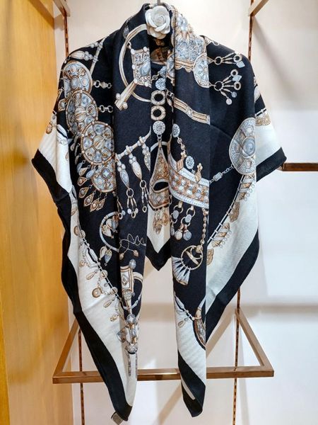 

scarves high-end elegant women's beautifully decorated jewelry vintage black white floral quality silk cashmere warm large scarf shawl, Blue;gray