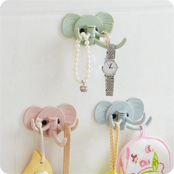 Ganchos trilhos 3 PCs Creative Elephant Hook fofo dormitório sem costura cabide da porta do quarto guarda