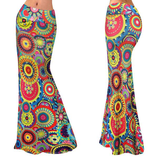 

skirts autumn women's printed high waist elastic hip wrap skirt fishtail skirt, Black