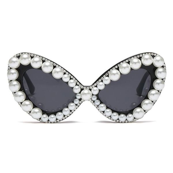 

2021 wear eye rhinestone cute sunglasses women cat colorful sun glasses new fashion eye ladies luxury female pearl diamond1 bcehm, White;black